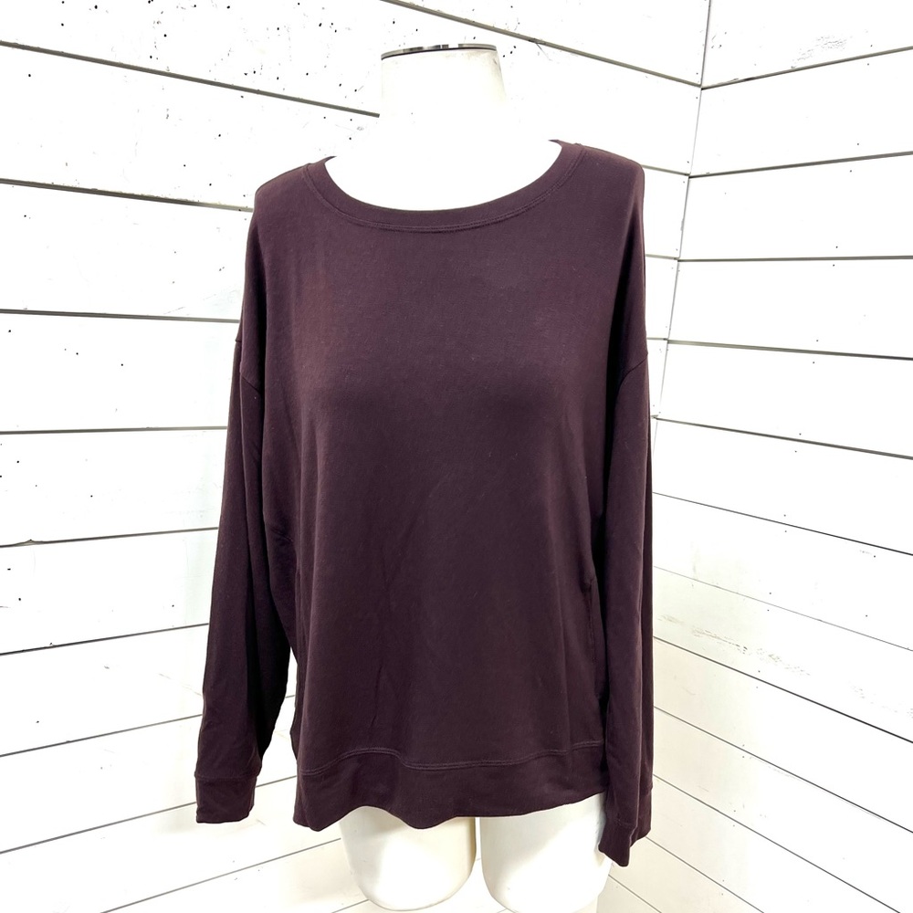 Eileen fisher long sleeve pullover plum purple tencel spandex small petite top - Picture 1 of 8